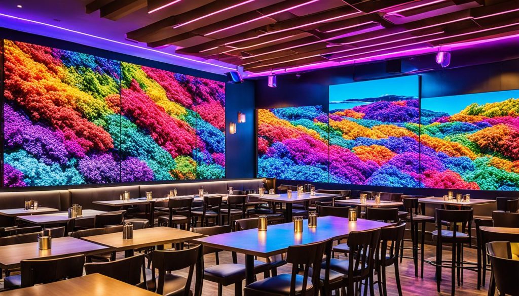 LED video walls in dining