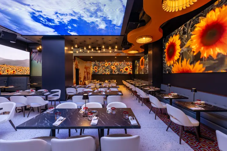 LED video walls in dining