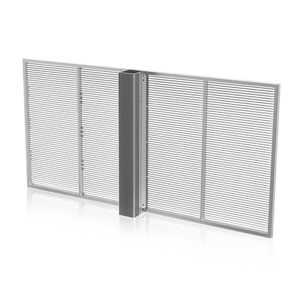 SeeThru Transparent LED Bar Screen, back view showing aluminium profile and hanging bar
