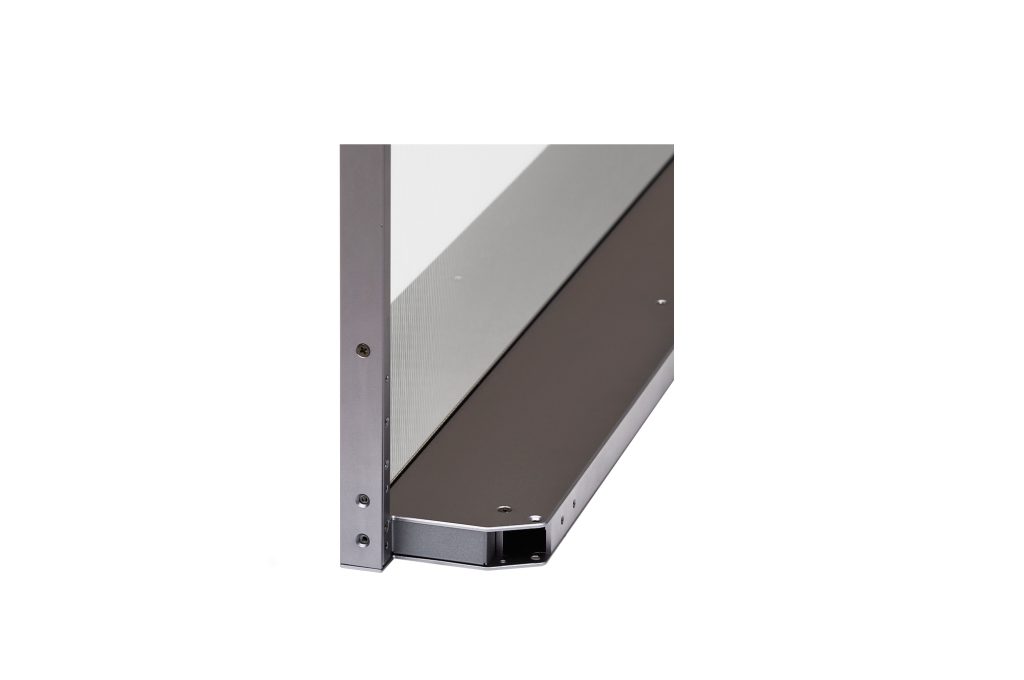 Detail of the transparent OLED display metal border and base structure