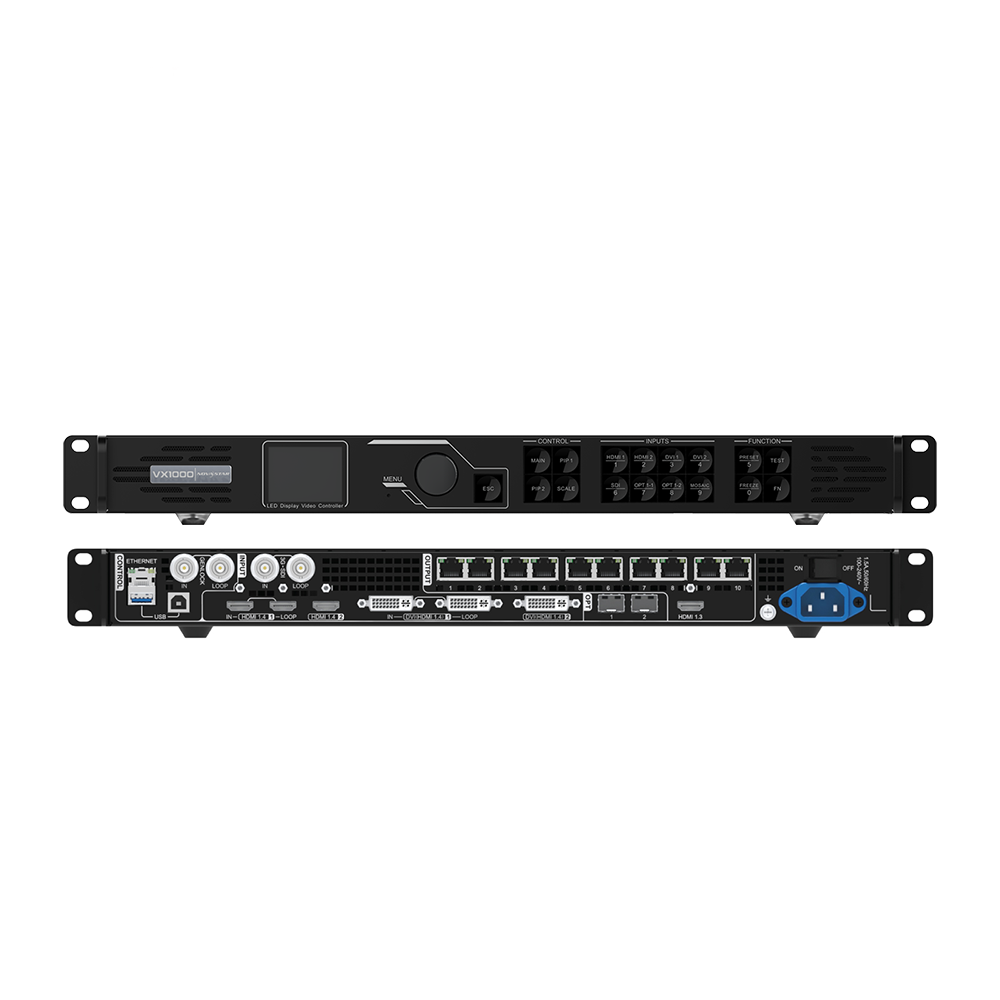 NovaStar VX1000 all-in-one LED display controller, front and rear panel view