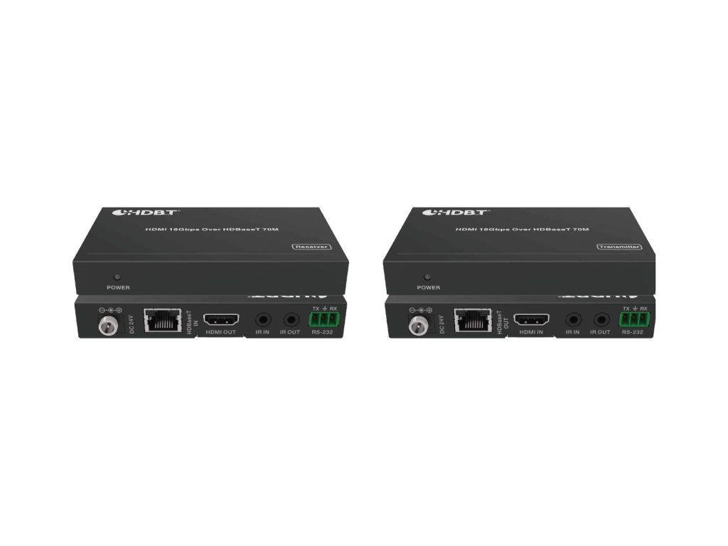 HDBaseT transmitter and receiver pair for extending 4K60 HDMI over a single Cat6 cable